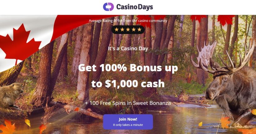 Discover the welcome bonus available for Canadian players at Casino Days.