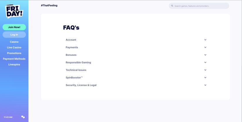 Customer support and assistance at Casino Friday