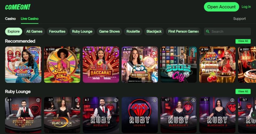 Playing in this section allows you to engage with other players and real dealers.