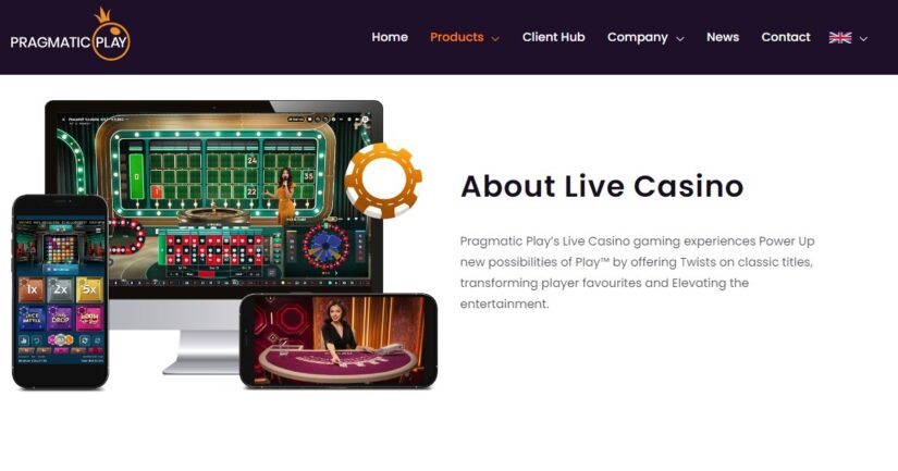 Live gaming section of Pragmatic Play, a software provider