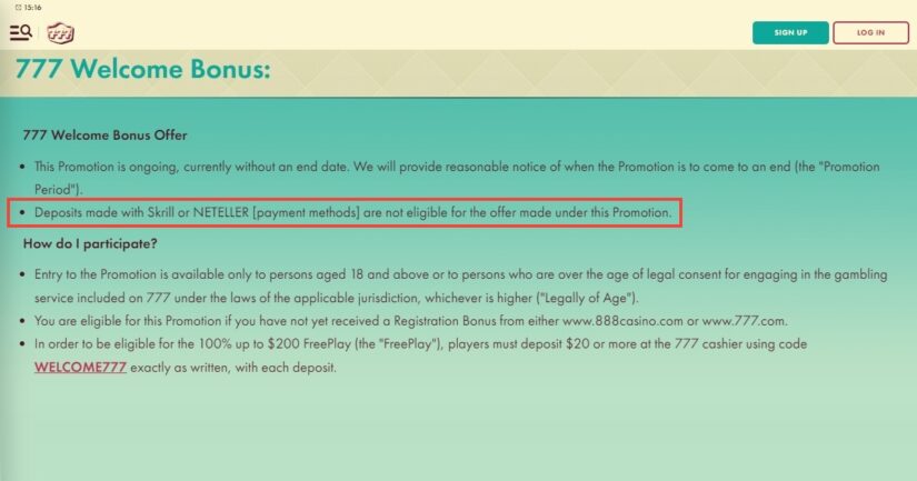 Register your account to be able to receive the casino bonus.