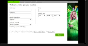 Sign up for a new account by providing personal details, including your name, date of birth, address, and more. You’ll also need to supply an email and create a password.