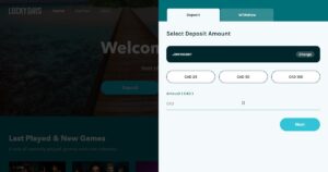 Select your desired deposit amount to be made using Instadebit.