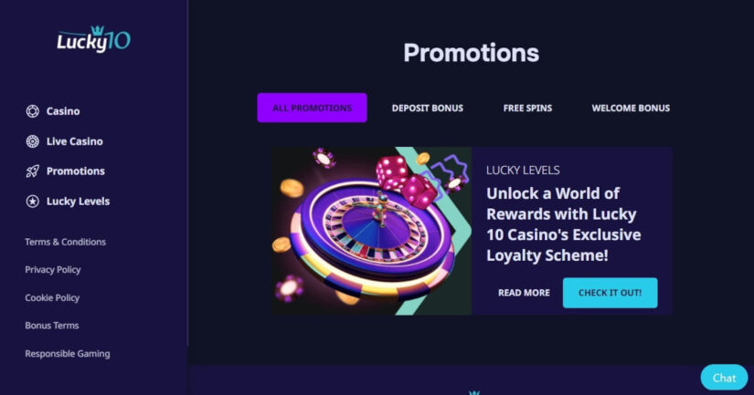 Exploring promotions available to regular players at Lucky10Casino.