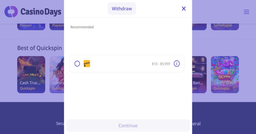 Interac casino withdrawal