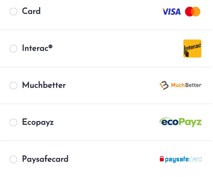 Les options de paiement de Dunder au Canada