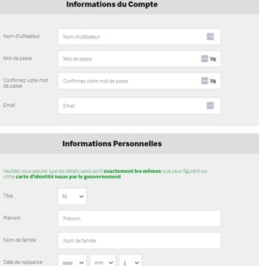 Remplissez le formulaire d'inscription au casino avec un dépôt de 10$.
