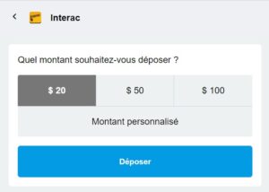 Indiquer le montant de dépôt