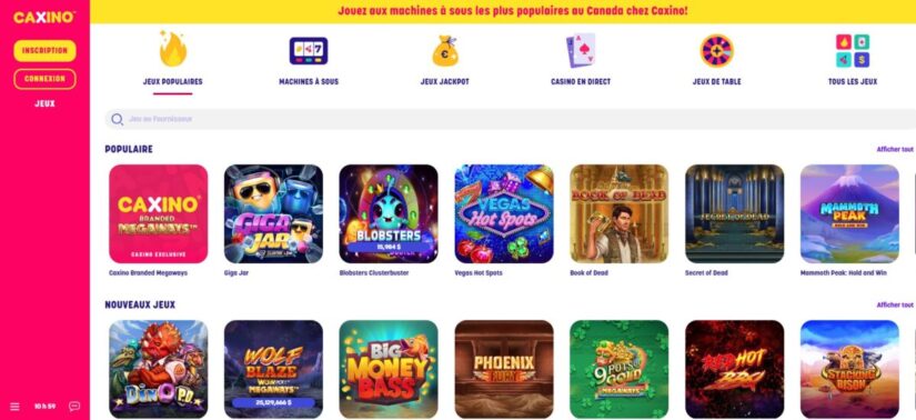 jeux casino au Caxino
