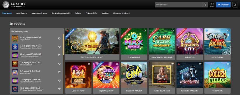 Catalogue des jeux à votre disposition au Canada avec Luxury Casino