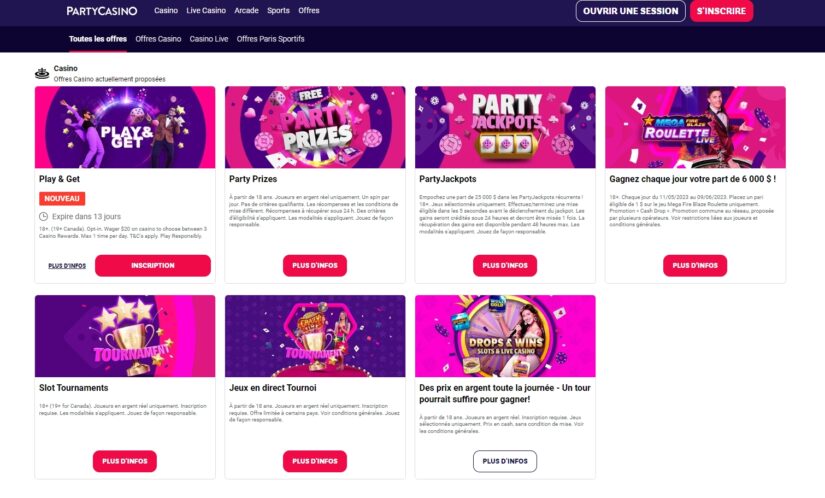 Bonus chez Partycasino