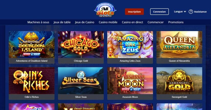 Jeux disponibles sur All Slots Casino pour les joueurs canadiens.
