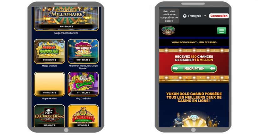 Version mobile du site Yukon Gold Casino