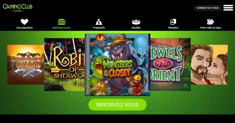 Types de jeux présents au Gaming Club Casino Canada