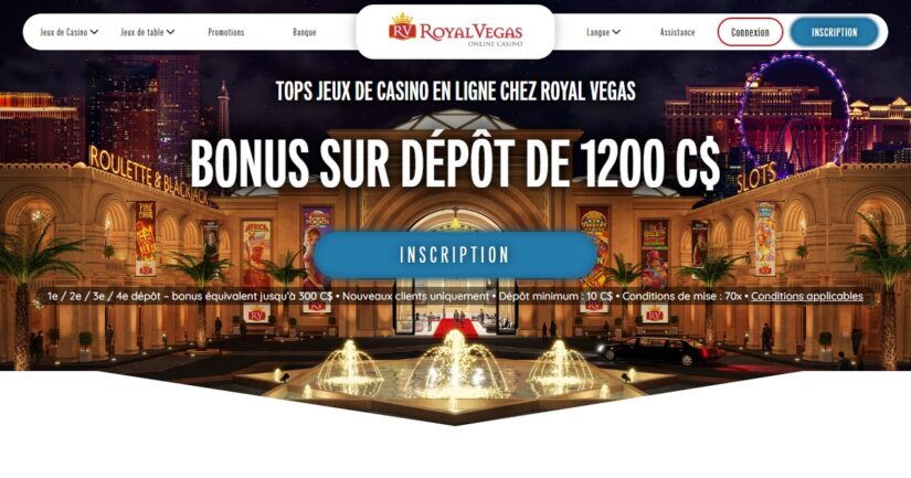 Profitez d'un bonus d'accueil au Royal Vegas Casino.